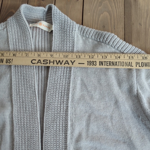 Tory Burch Grey Cashmere Blend Belted Cardigan Sweater - Picture 11 of 13